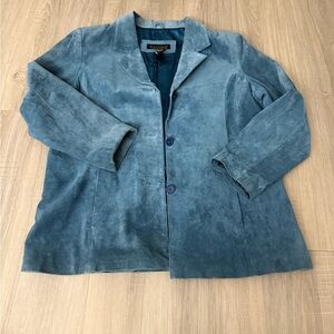 Dialogue Teal blue suede leather jacket